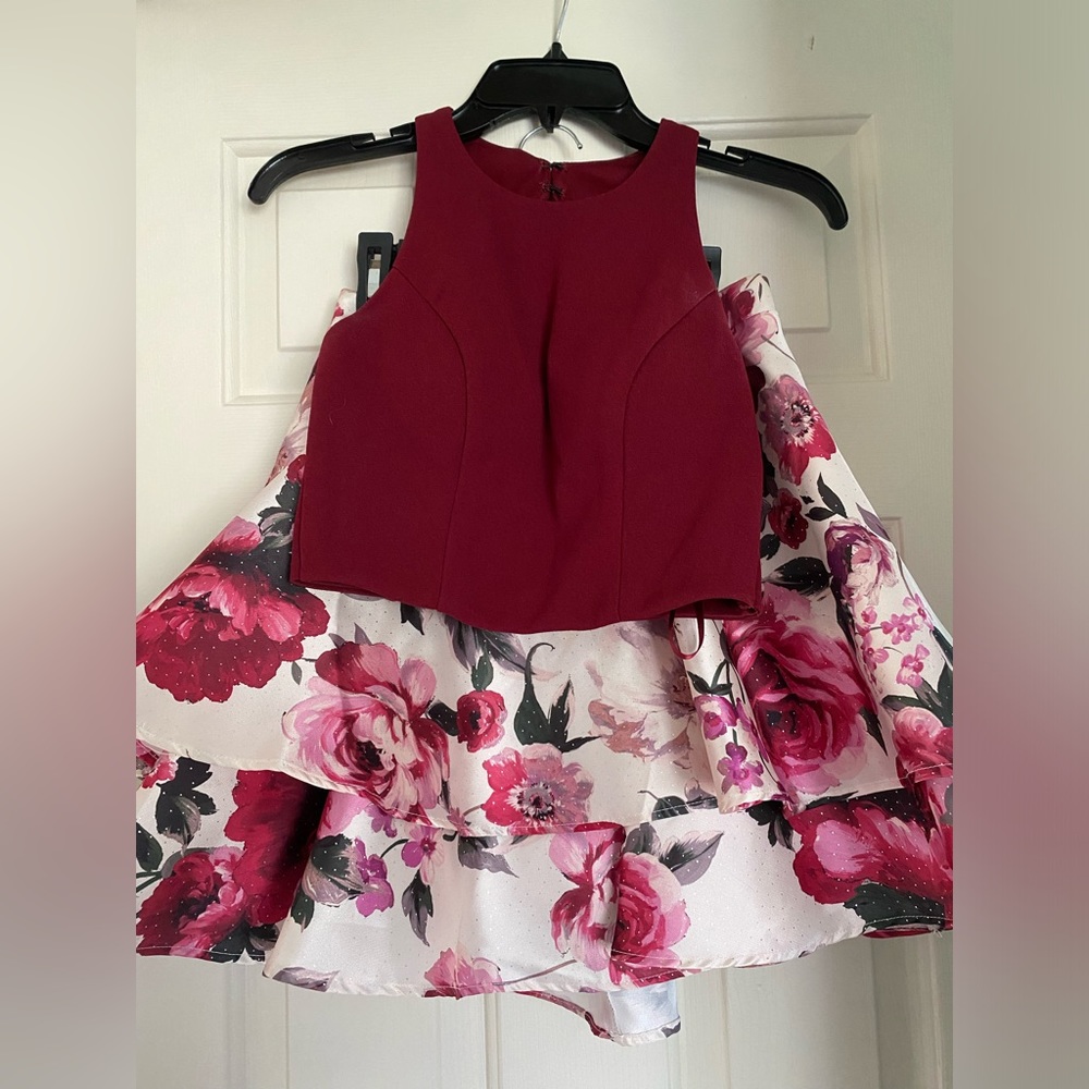 City Triangles Burgundy 2 Piece Formal Dress
